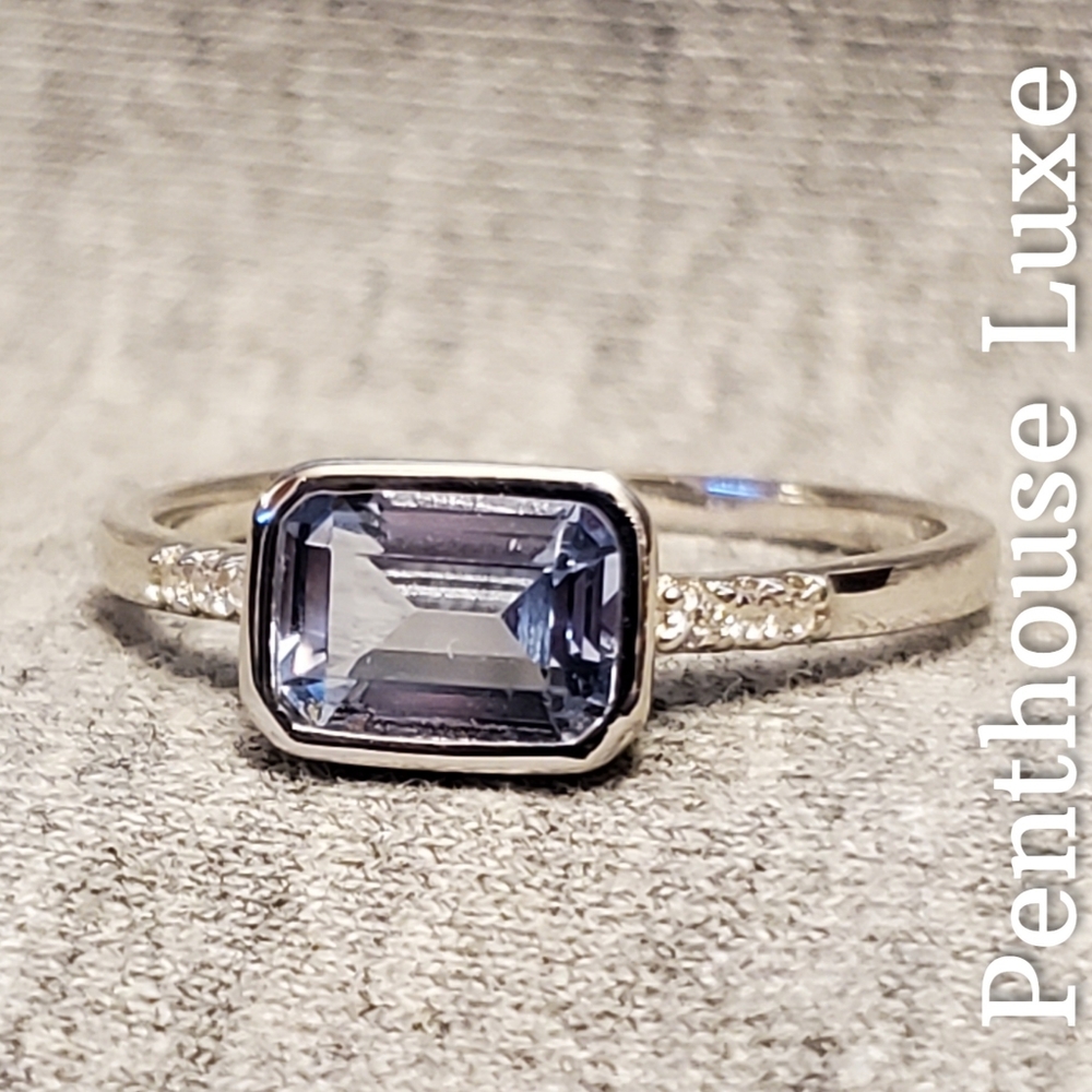 SOLID 925 Sterling Silver Blue Topaz Ring